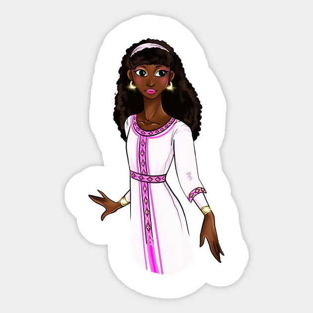 Black is Beautiful - Ethiopia African Melanin Girl in traditional outfit Sticker by Ebony Rose 